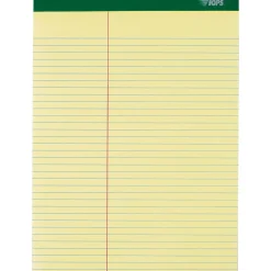 TOPS Double Docket Writing Tablets, 8-1/2" x 11-3/4", Law Ruled, Canary, 100 Sheets/Pad, 6 Pads/Pack (63396)