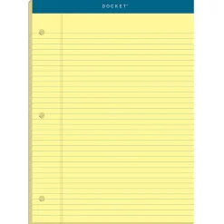 TOPS Double Docket Writing Tablet, 8-1/2" x 11-3/4", College Ruled, Canary, 100 Sheets/Pad (63383)