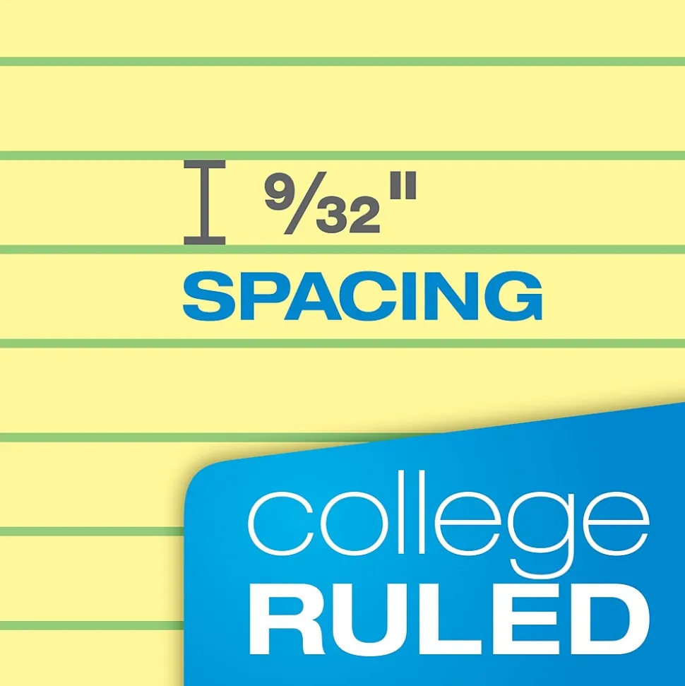 TOPS Double Docket Writing Tablet, 8-1/2" x 11-3/4", College Ruled, Canary, 100 Sheets/Pad (63383)