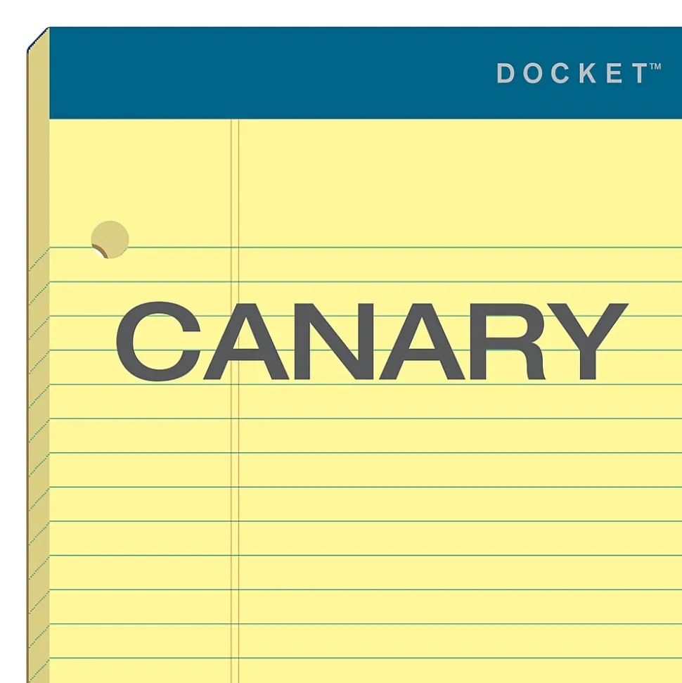 TOPS Double Docket Writing Tablet, 8-1/2" x 11-3/4", College Ruled, Canary, 100 Sheets/Pad (63383)