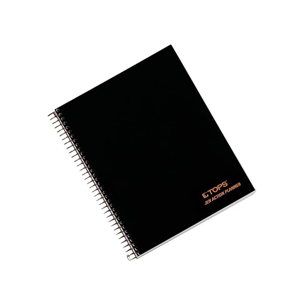 TOPS Jen Action Planner Subject Notebook, 6.73" x 8.5", Project Ruled, 100 Sheets, Black (TOP 63828)