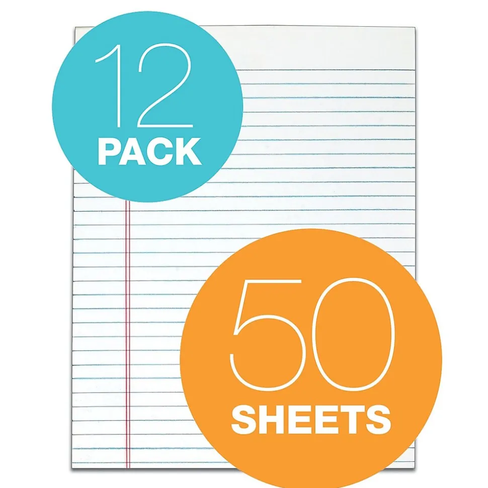 TOPS Legal Notepads, 8.5" x 11", Wide, White, 50 Sheets/Pad, 12 Pads/Pack (7523)