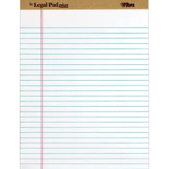 TOPS The Legal Pad Plus Writing Pads, 8-1/2" x 11-3/4", Legal Ruled, White, 50 Sheets/Pad, 12 Pads/Pack (71533)