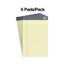TRU RED™ Notepad, 5" x 8", Narrow Ruled, Canary, 50 Sheets/Pad, 6 Pads/Pack (TR57357)