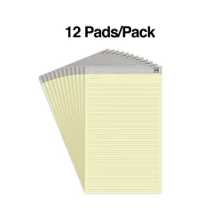 TRU RED™ Notepads, 8.5" x 14", Wide Ruled, Canary, 50 Sheets/Pad, 12 Pads/Pack (TR57386)