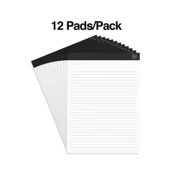 TRU RED™ Notepads, 8.5" x 11.75", Wide Ruled, White, 50 Sheets/Pad, 12 Pads/Pack (TR57382)
