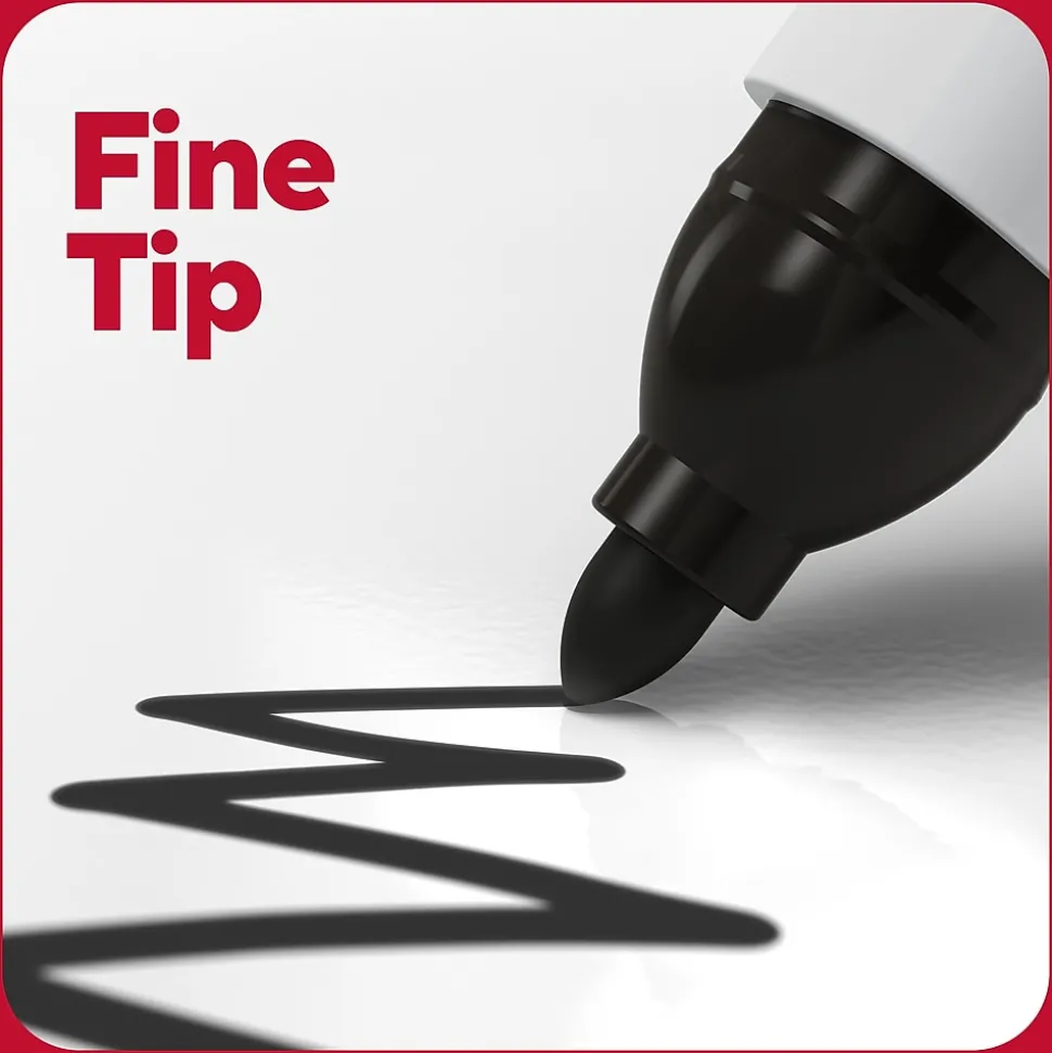 TRU RED™ Pen Dry Erase Markers, Fine Tip, Black, 12/Pack (TR61435/TR54566)