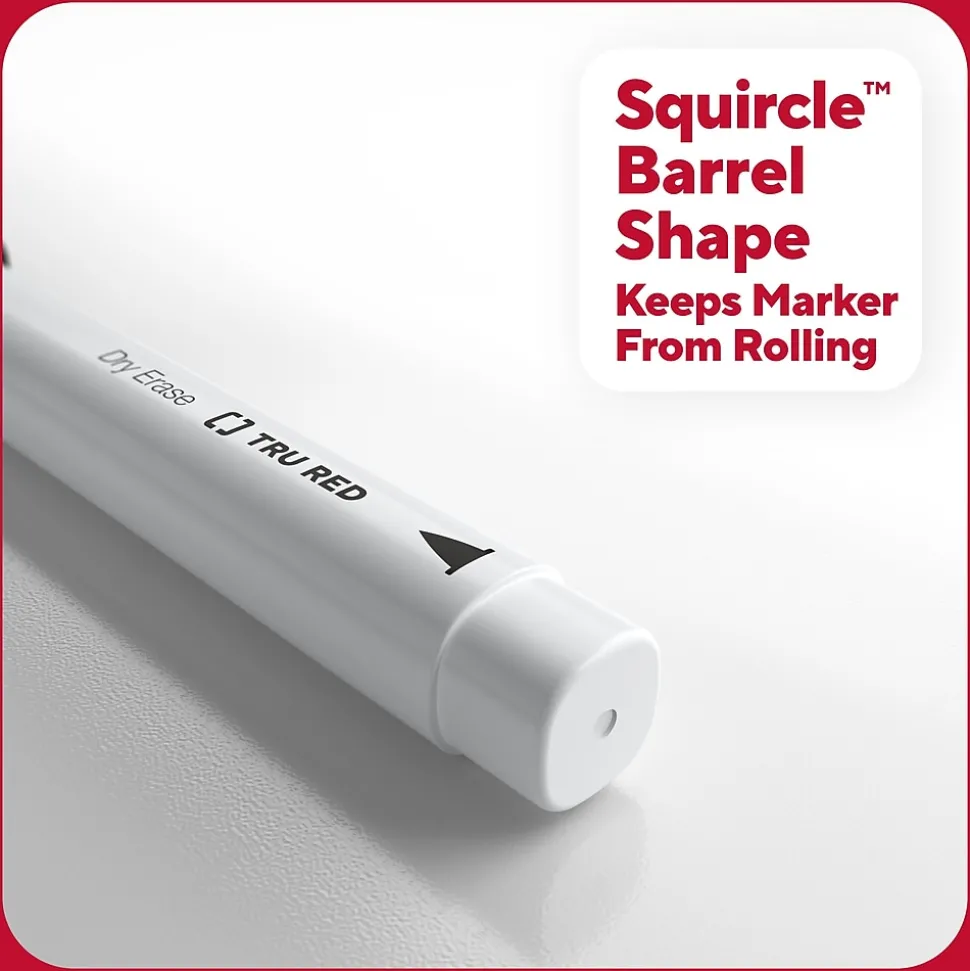 TRU RED™ Pen Dry Erase Markers, Fine Tip, Black, 12/Pack (TR61435/TR54566)