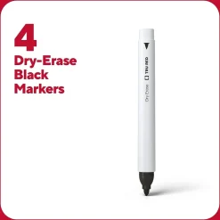 TRU RED™ Pen Dry Erase Markers, Fine Tip, Black, 4/Pack (TR61460/TR54560)