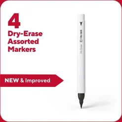 TRU RED™ Pen Dry Erase Markers, Ultra Fine Tip, Assorted, 4/Pack (TR61458/TR57422)