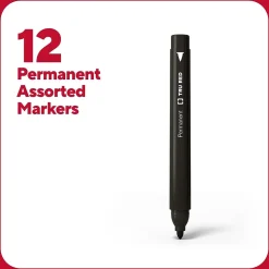 TRU RED™ Permanent Marker, Fine Tip, Assorted, 12/Pack (TR54530)