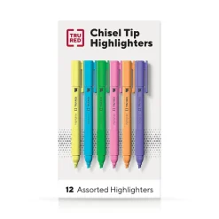 TRU RED™ Pocket Stick Highlighter with Grip, Chisel Tip, Assorted, 12/Pack (TR54586)