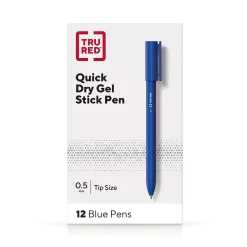 TRU RED™ Quick Dry Gel Pens, Fine Point, 0.5mm, Blue, Dozen (TR54472)