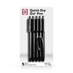 TRU RED™ Retractable Quick Dry Gel Pen, Medium Point, 1.0mm, Black, 5/Pack (TR56952)