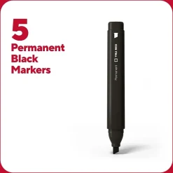 TRU RED™ Tank Permanent Markers, Chisel Tip, Black, 5/Pack (TR54523)
