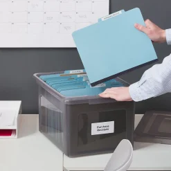 TRU RED™ Weather-Resistant File Box, Letter/Legal, Frost Gray, 4/Carton (TR57623CT)