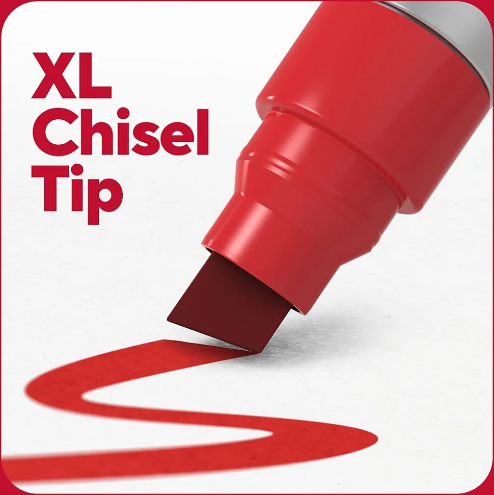 TRU RED™ XL Tank Permanent Markers, Chisel Tip, Assorted, 4/Pack (TR56935)