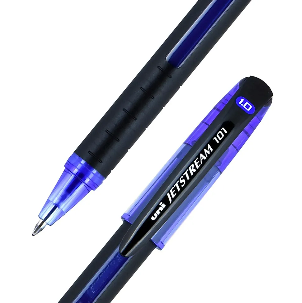 uni Jetstream 101 Ballpoint Pen, Medium Point, 1.0mm, Blue Ink, Dozen (1768012)