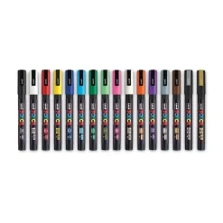 Uni POSCA Permanent Specialty Marker, Fine Bullet Tip, Assorted Colors, 16/Pack (PC3M16C)
