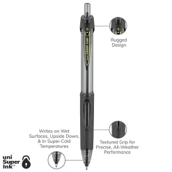 uni Power Tank RT Ballpoint Pens, Medium Point, 1.0mm, Black Ink, 12/Pack (42070)