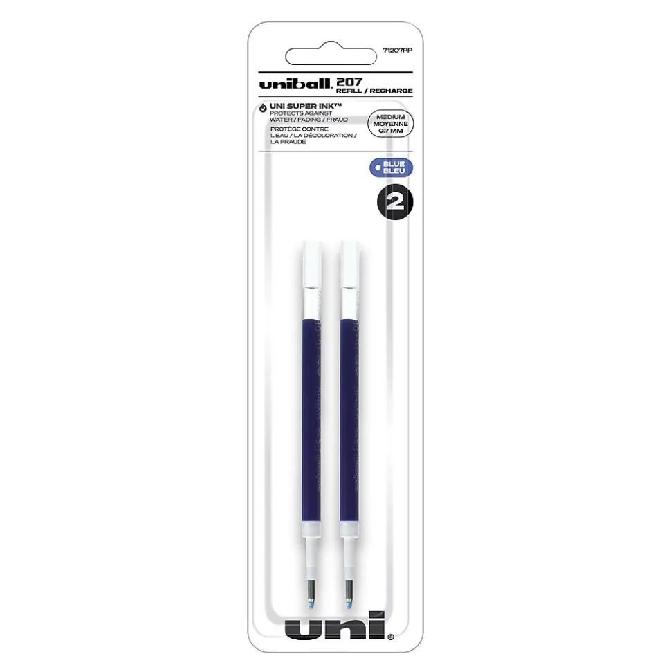 uni-ball 207 Gel-Ink Pen Refills, Medium Tip, Blue Ink, 2/pack (71207PP)