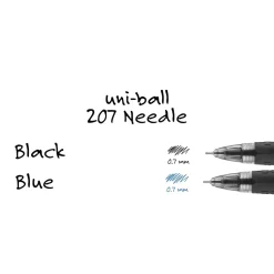 uniball 207 Needle Retractable Gel Pens, Medium Point, 0.7mm, Black Ink, 4/Pack (1738430)