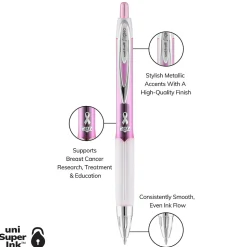 uniball 207 Pink Ribbon Retractable Gel Pens, Medium Point, 0.7mm, Black, 2/Pack (1745148)