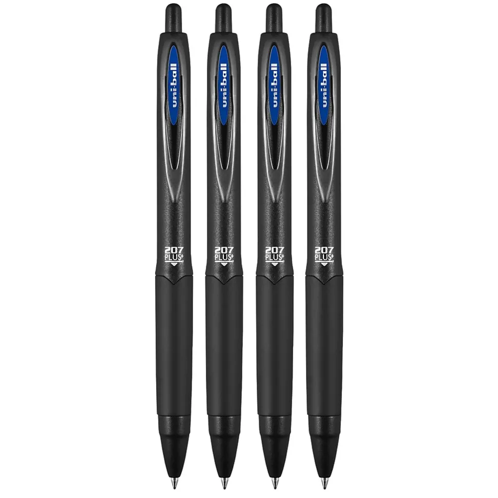uniball 207 Plus+ Retractable Gel Pens, Medium Point, 0.7mm, Blue Ink, 4/Pack (70457)
