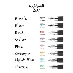 uniball 207 Retractable Gel Pens, Medium Point, 0.7mm, Black Ink, 5/Pack (1960239)