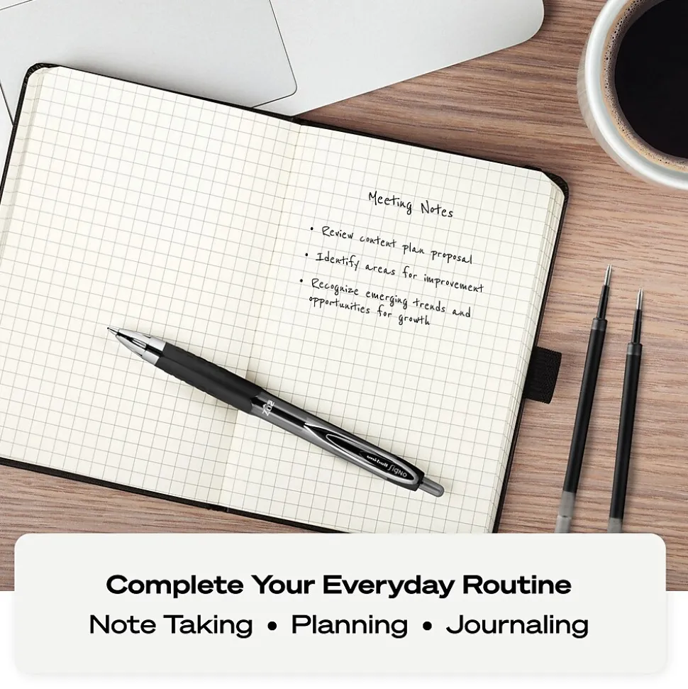 uni-ball 207 Retractable Gel Pens, Medium Point, 0.7mm, Black Ink, 8/Pack (1756584)