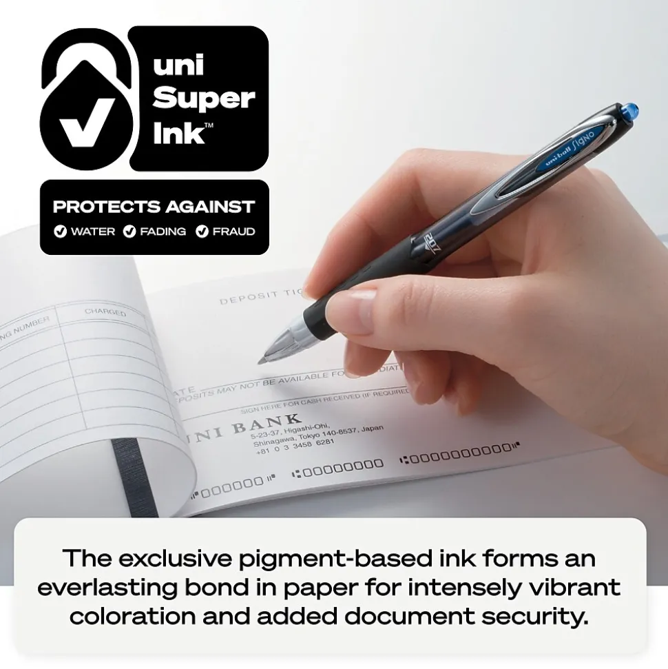 uni-ball 207 Retractable Gel Pens, Medium Point, 0.7mm, Black Ink, 8/Pack (1756584)