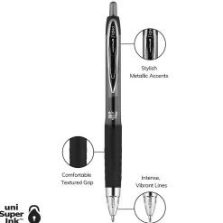 uniball 207 Retractable Gel Pens, Bold Point, 1.0mm, Black Ink, 12/Pack (1790895)