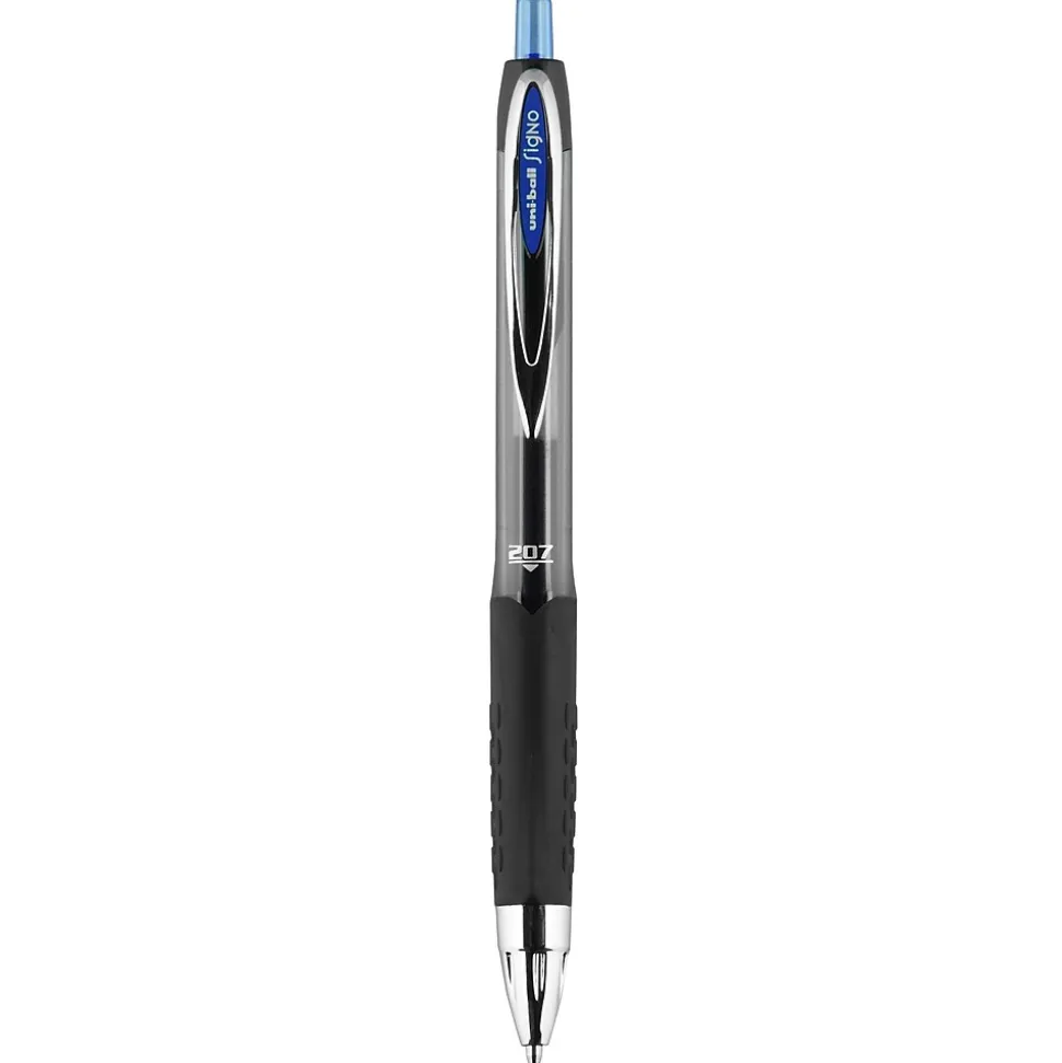 uniball 207 Retractable Gel Pens, Medium Point, 0.7mm, Blue Ink, 12/Pack (33951)