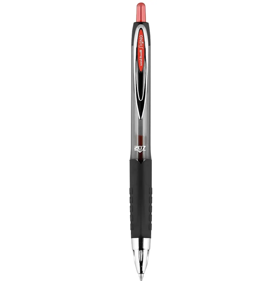 uniball 207 Retractable Gel Pens, Medium Point, 0.7mm, Red Ink, Dozen (33952)