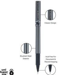 uni-ball Deluxe Rollerball Pens, Micro Point, Black Ink, 12/Pack (60025)