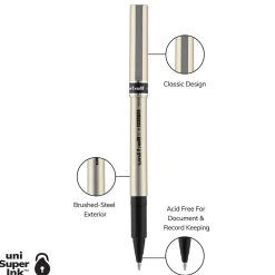 uniball Deluxe Rollerball Pens, Fine Point, 0.7mm, Black Ink (60052)