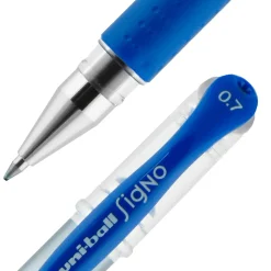 uniball Gel Grip Gel Pens, Medium Point, 0.7mm, Blue Ink, 12/Pack (65451)