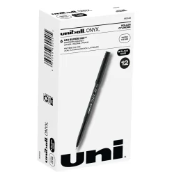 uniball Onyx Rollerball Pens, Micro Point, 0.5mm, Black Ink, Dozen (60040)