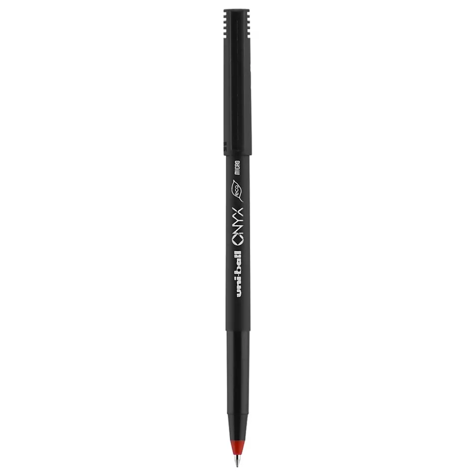 uniball Onyx Rollerball Pen, Micro Point, 0.5mm, Red Ink, Dozen (60042)