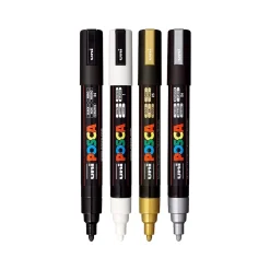 uni-ball Posca PC-5M Paint Markers, Bullet Tip, Assorted Colors, 4/Pack (PC5M4C)