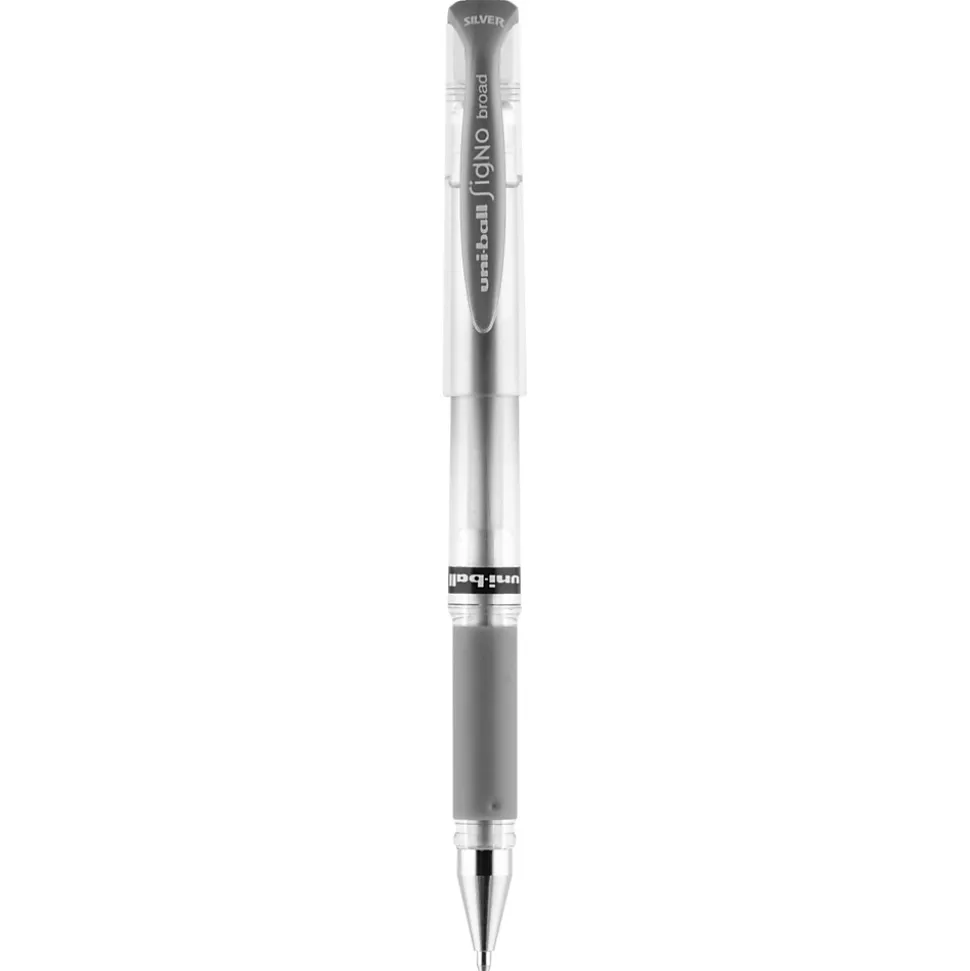 uniball Signo Gel Impact Pens, Bold Point, 1.0mm, Silver Ink (60658)