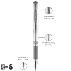 uniball Signo Gel Impact Pens, Bold Point, 1.0mm, Silver Ink (60658)