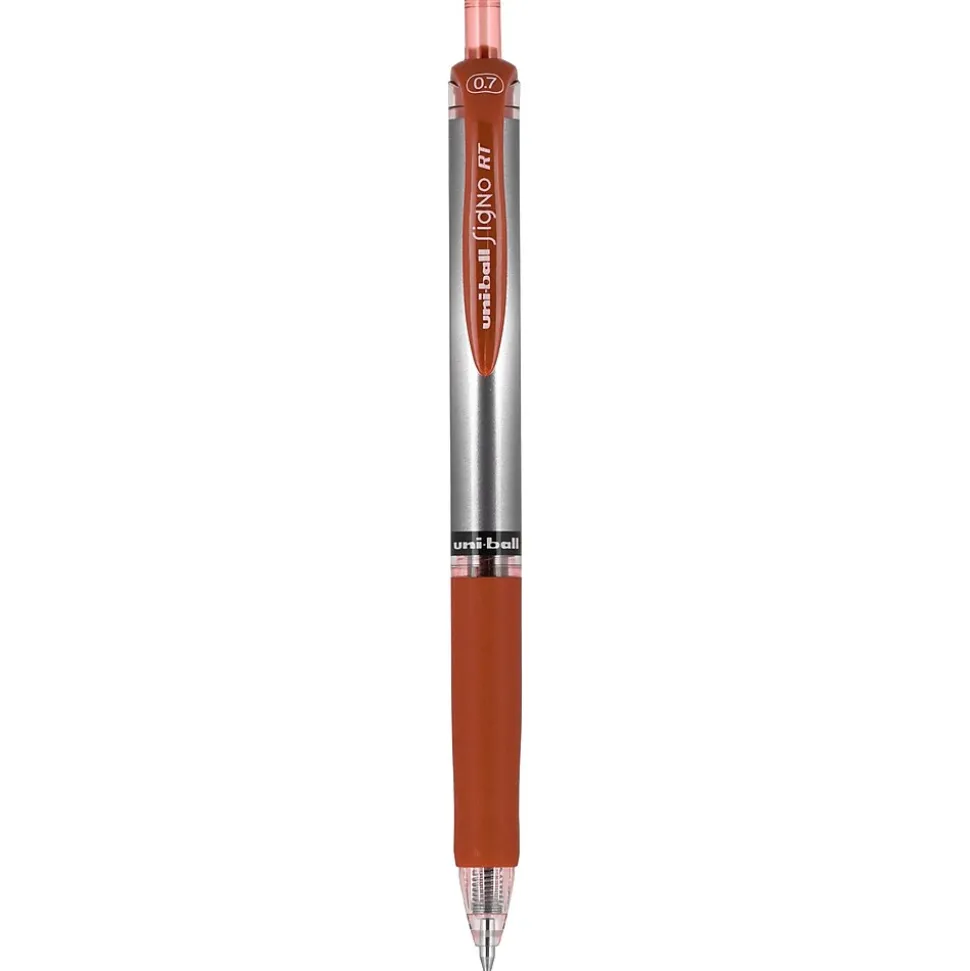 uniball Signo RT Gel Pens, Medium Point, 0.7mm, Red Ink, Dozen (65942)