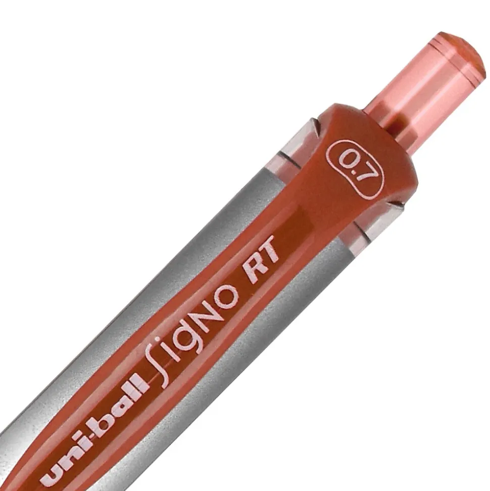 uniball Signo RT Gel Pens, Medium Point, 0.7mm, Red Ink, Dozen (65942)