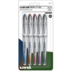 uniball Vision Elite BLX Rollerball Pens, Bold Point, 0.8mm, Assorted Colors, 5/pk (1832404)