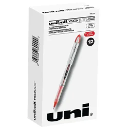 uniball Vision Elite Rollerball Pens, Bold Point, 0.8mm, Red Ink (69023)