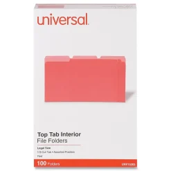 Universal File Folder, Legal Size, Red, 100/Box (UNV15303)