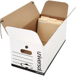 Universal Medium Duty Corrugated File Box String and Button, Letter Size, White, 12/Carton (UNV75120)