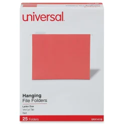 Universal Recycled Hanging File Folder, Letter Size, Red, 25/Box (UNV14118)