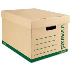 Universal Recycled Record Storage Boxes, Letter, 12" x 10" x 15", Kraft, 12/Ct